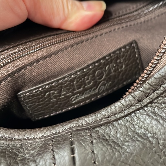 Vintage Real Leather Talbots Brown Dumpling Braided Trim Shoulder Bag Purse - Picture 7 of 8